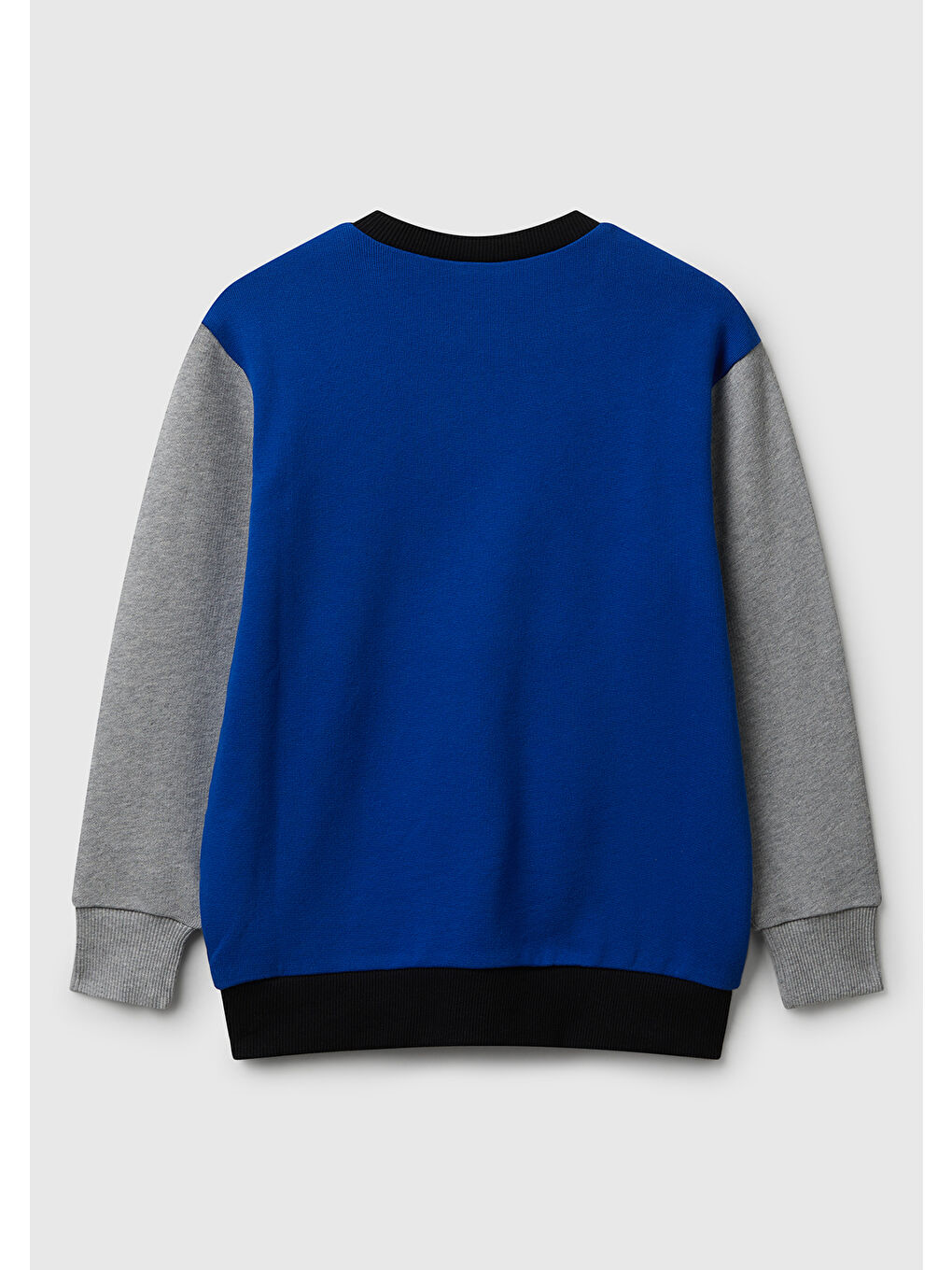 Erkek Çocuk Mavi-Gri Önü Logo Baskılı Bisiklet Yaka Regular Fit Sweatshirt-1