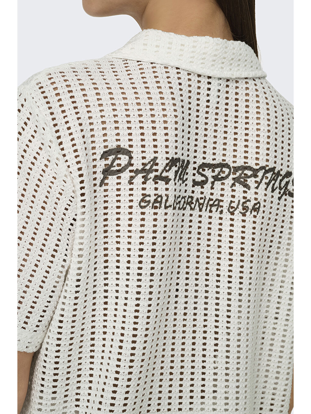 Ekru Onlfreya Ajurlu Regular Fit Baskı Detaylı Gömlek 15349327-3