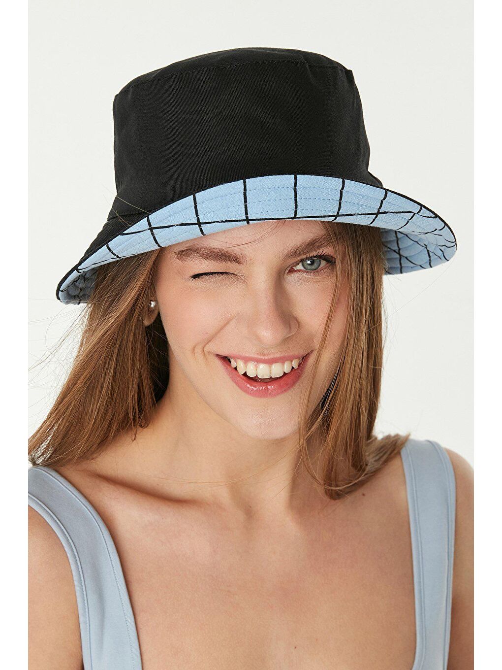 Fötr Plaj Şapkası Y1074 Mavi-1