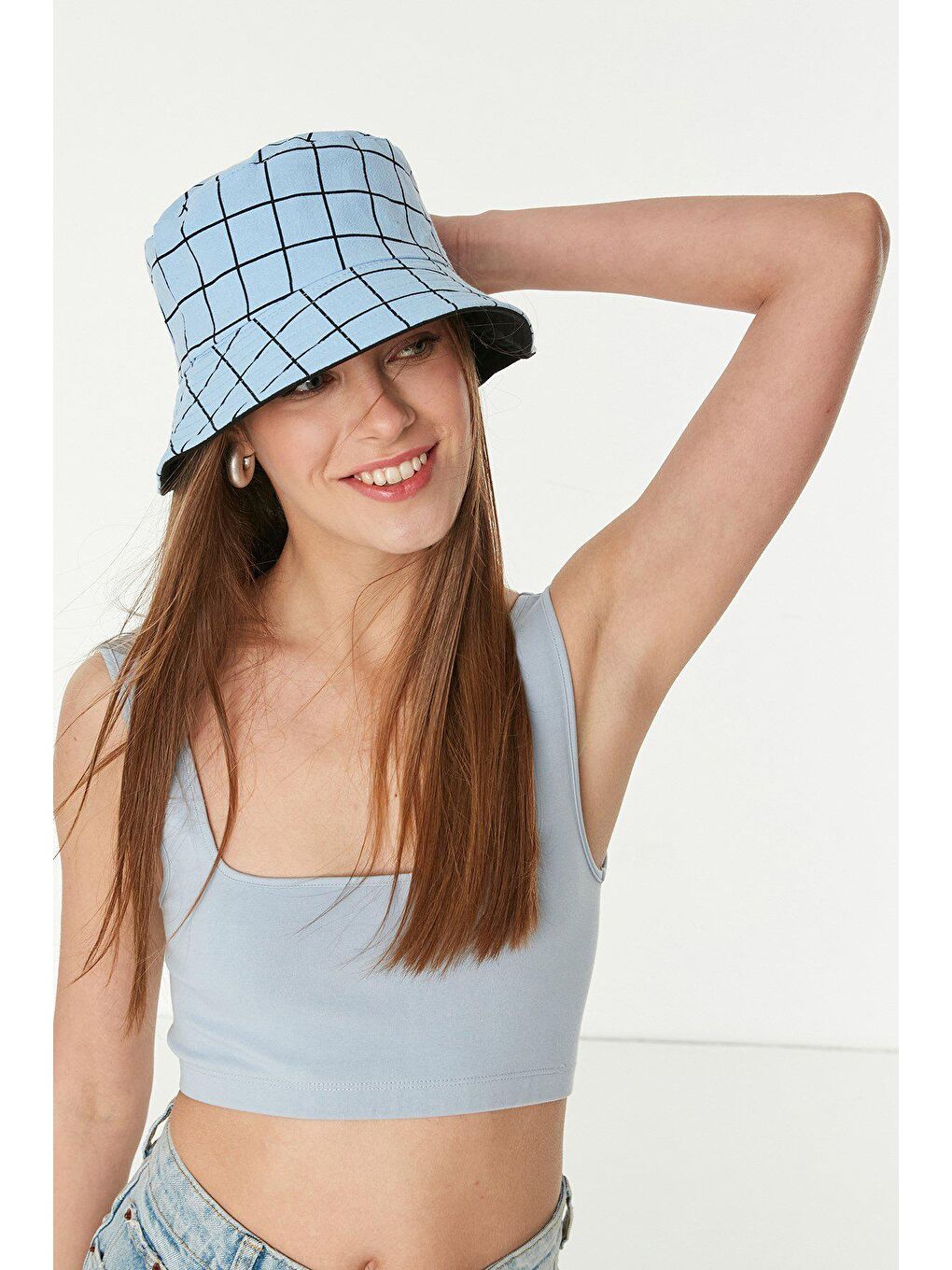 Fötr Plaj Şapkası Y1074 Mavi-3