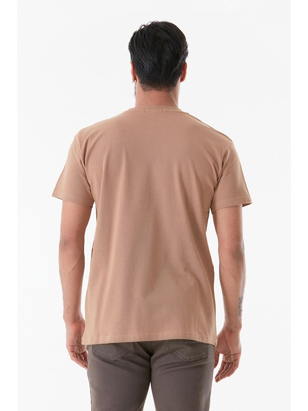 Sarı Kabartmalı Bisiklet Yaka Erkek Tişört-2