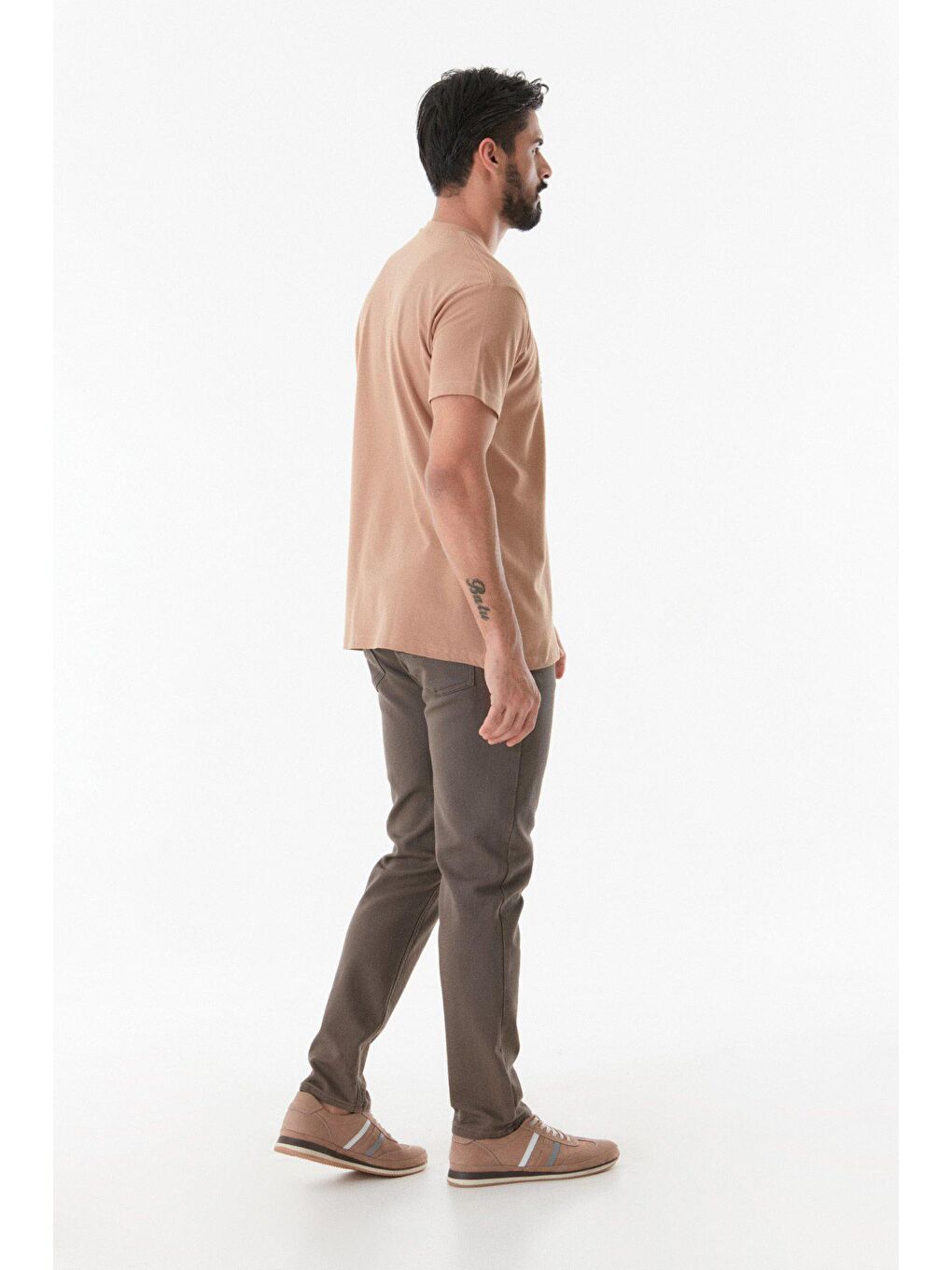 Sarı Kabartmalı Bisiklet Yaka Erkek Tişört-3