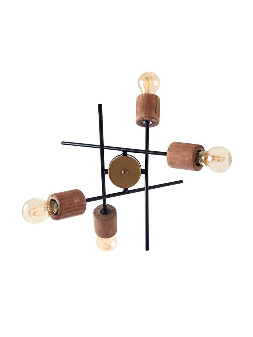 Kahverengi Simurg Ahşap Detaylı 4'lü Avize-2