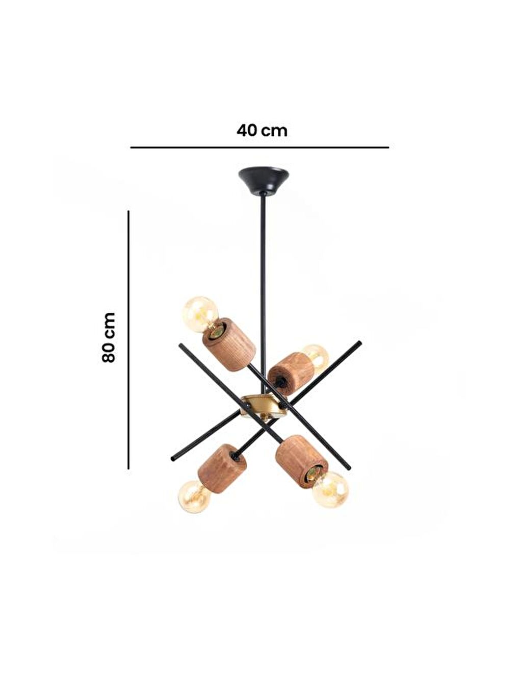 Kahverengi Simurg Ahşap Detaylı 4'lü Avize-6
