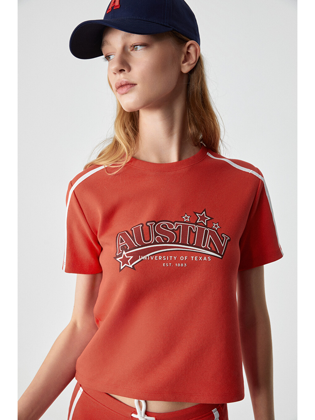 Krıeger Kadın Baskılı Kısa Kol Kırmızı T-shirt-4