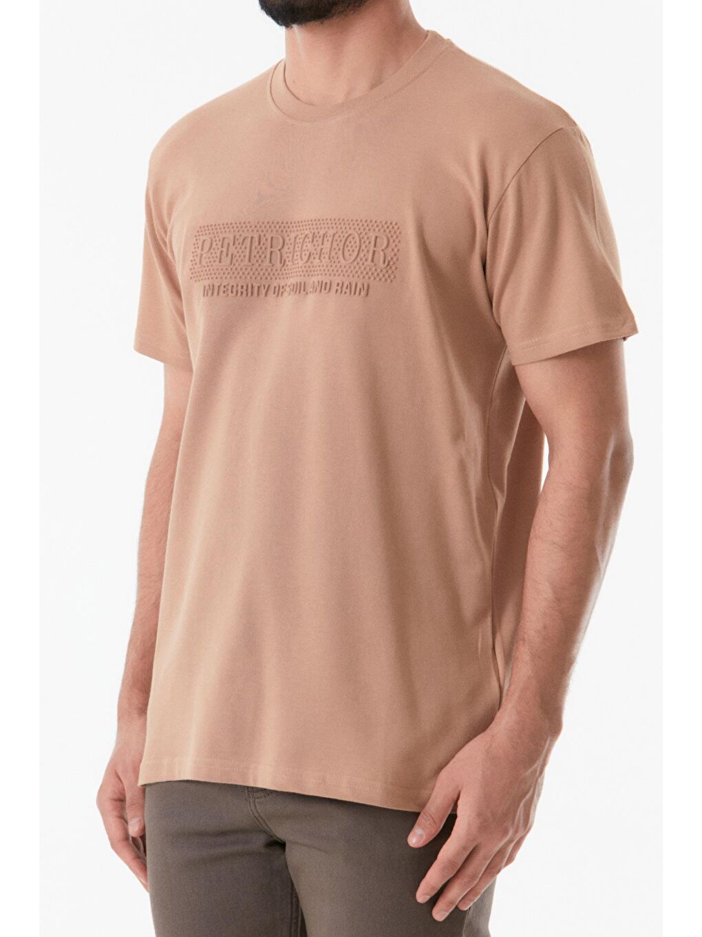 Sarı Kabartmalı Bisiklet Yaka Erkek Tişört-4