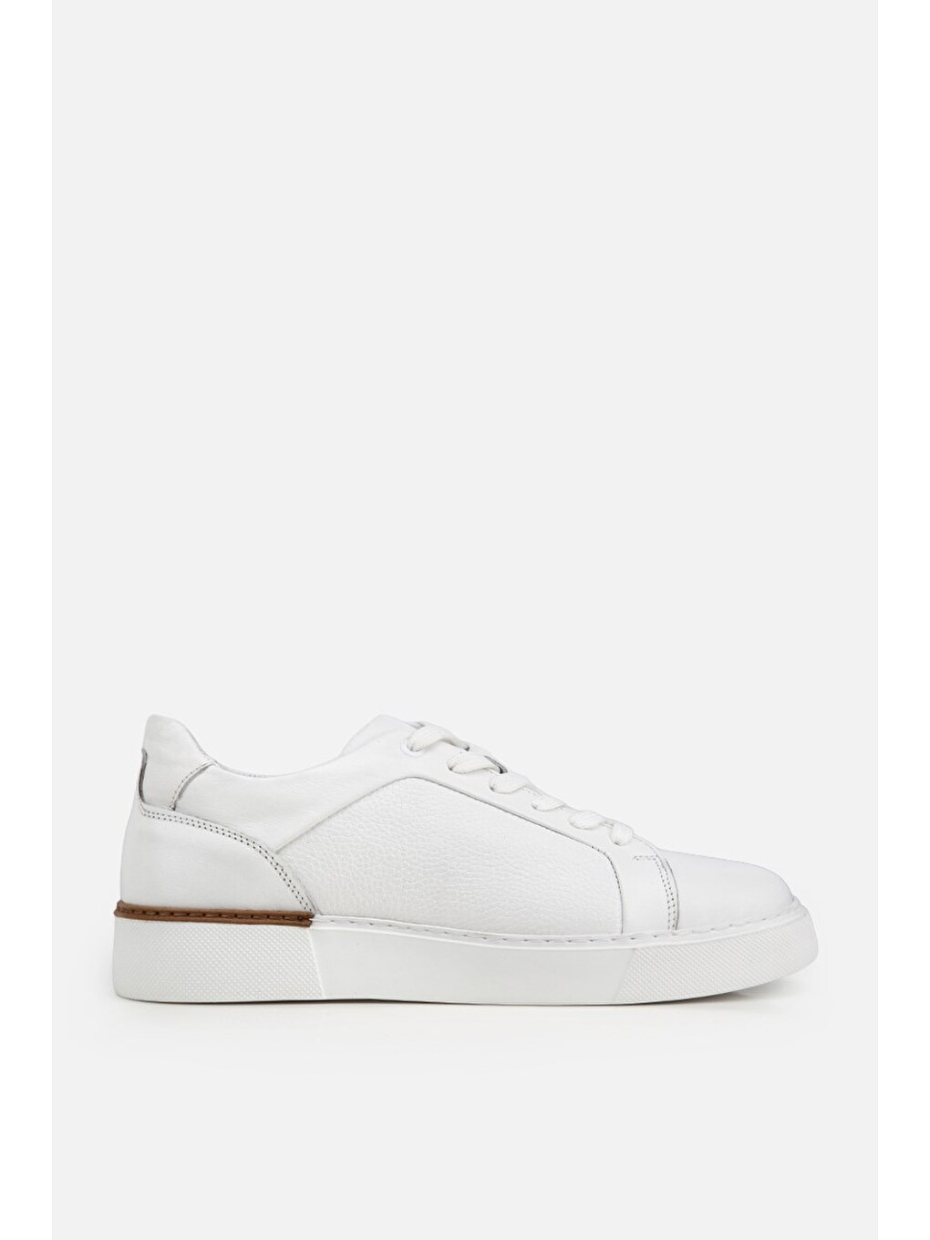 Erkek Beyaz Bağcıklı Kalın Tabanlı Günlük Sneaker