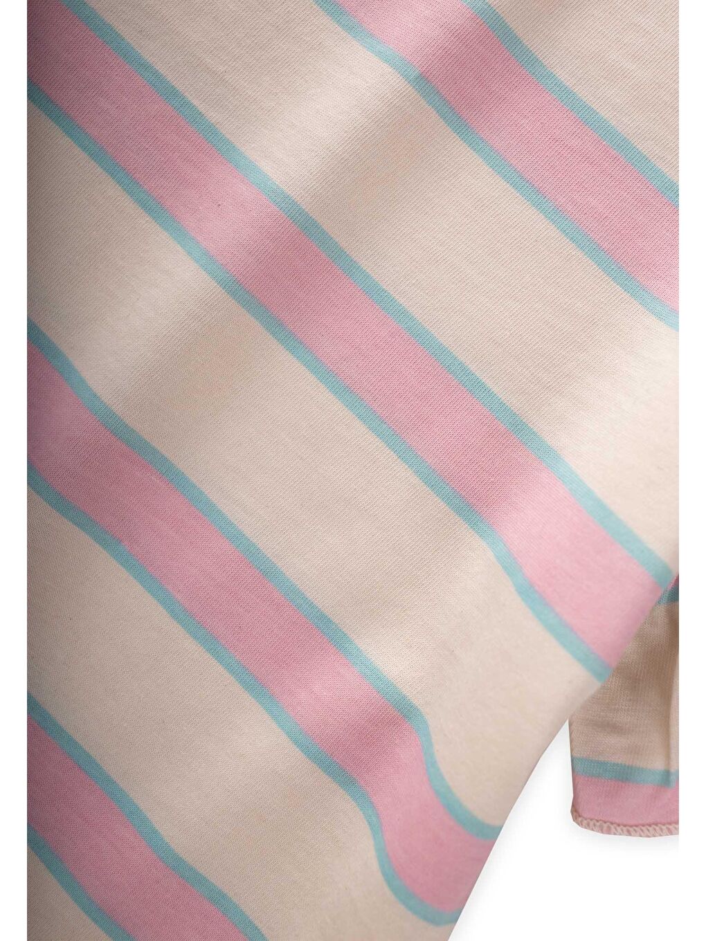 Pembe Çizgili Bağlamalı Kız T-Shırt 3-10 Yaş Pudra Mavi Çizgili-2