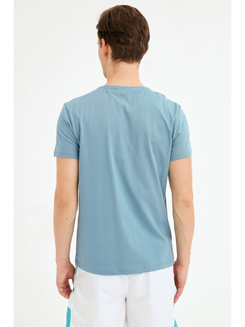 Petrol Bisiklet Yaka Basic Tişört-3