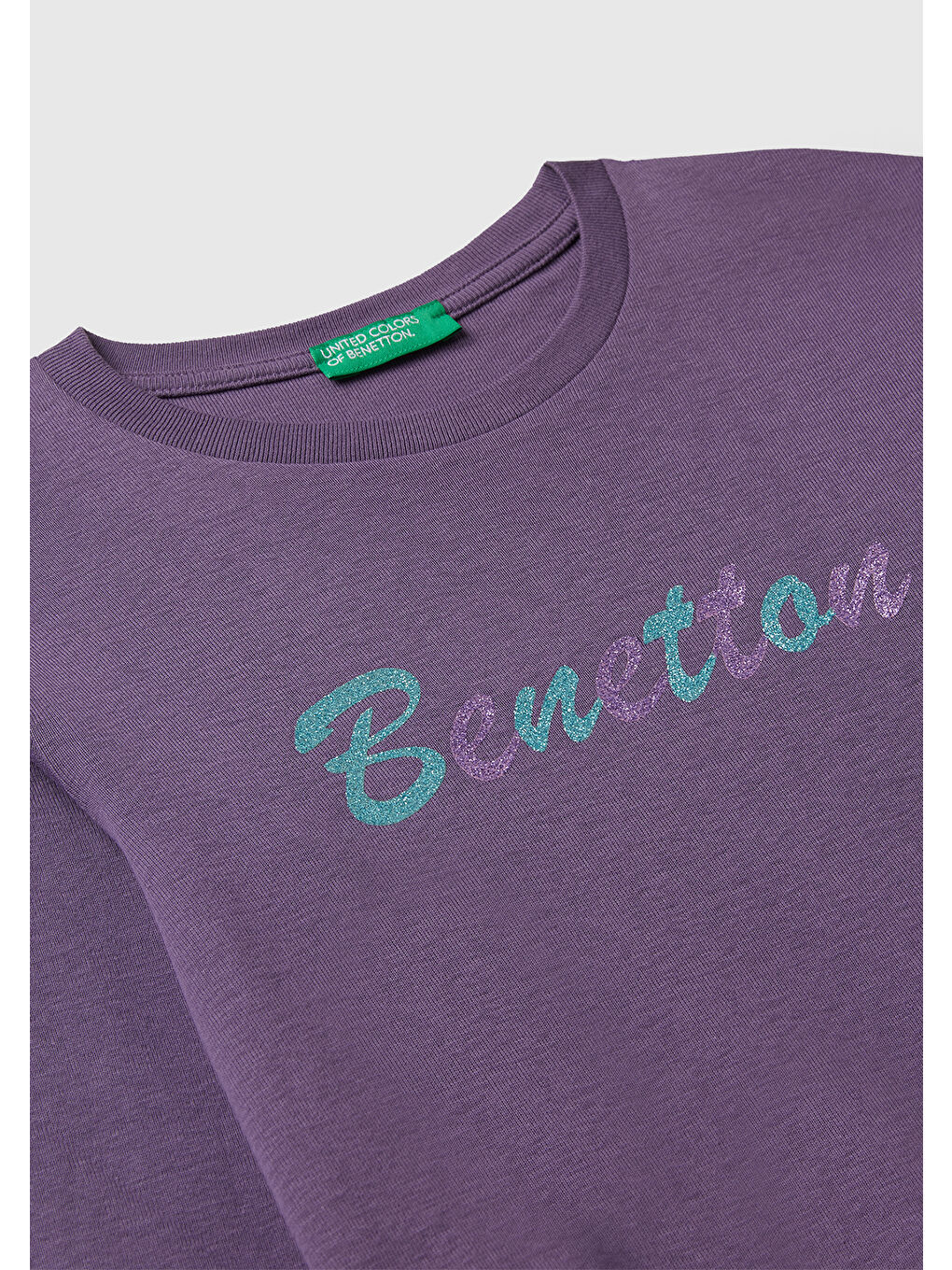 Kız Çocuk Mor Parıltılı Logo Baskılı Regular Fit Uzun Kollu T-shirt-2