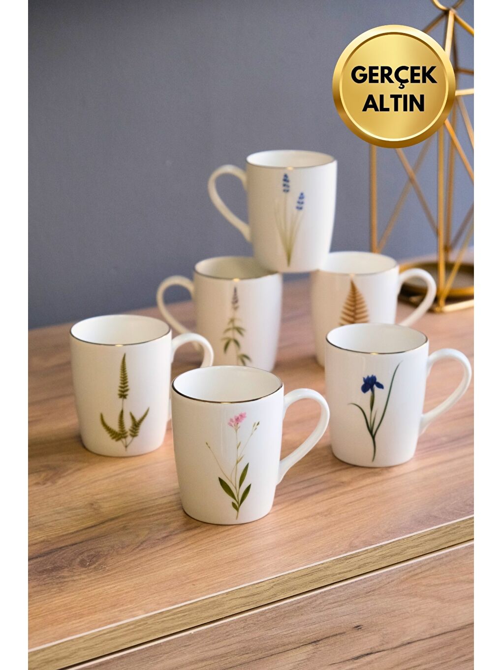 Karışık Porselen Natura Karma Kulplu Mug Kupa 9cm 220ml 6 lı-1