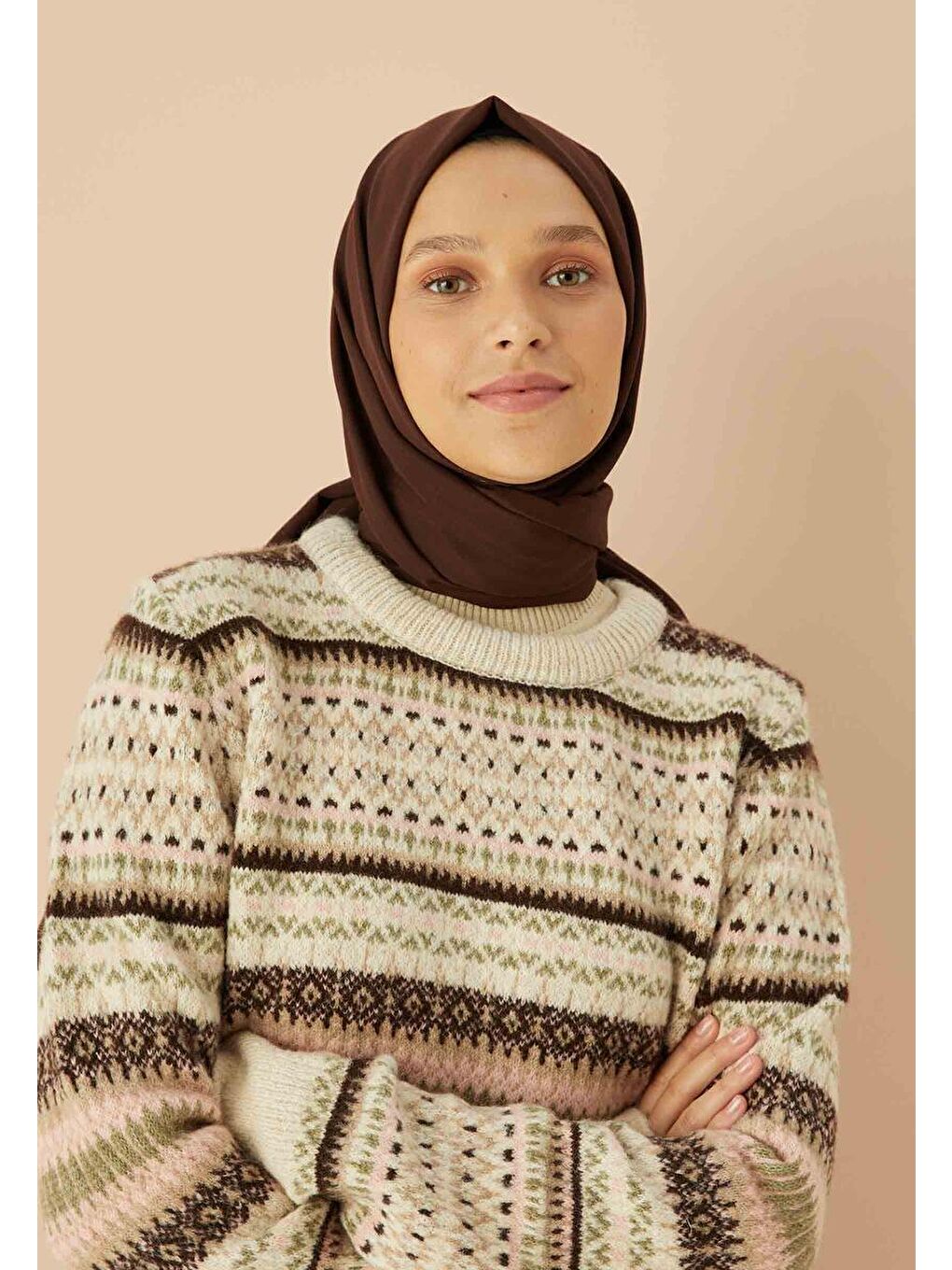 Kahverengi Pamuk Viskon Şal Acı Kahve-1