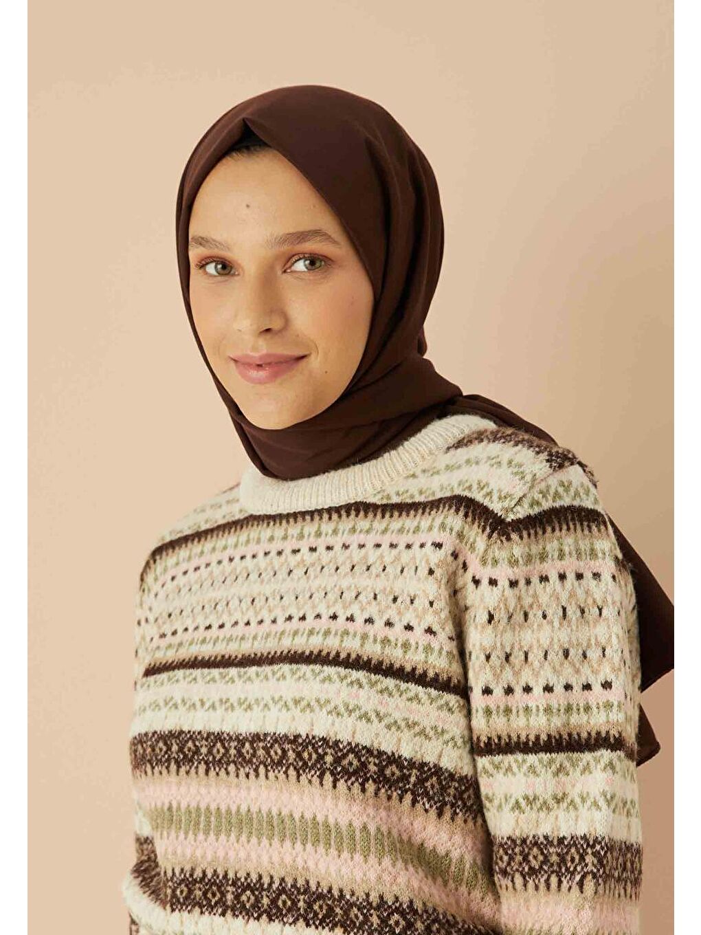 Kahverengi Pamuk Viskon Şal Acı Kahve-2