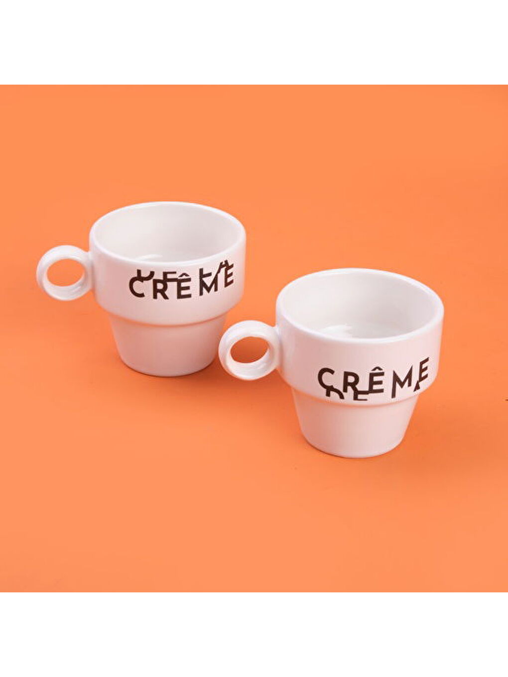 Ekru Kitchen Creme 2'li Espresso Fincanı - Krem / Siyah - 105 ml-1