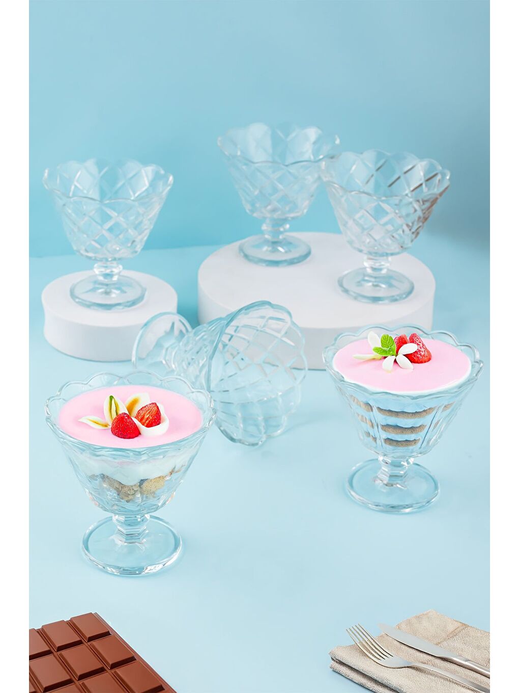 Porsima Beyaz 1108 Ayaklı Sunum Kasesi 6'lı 180 ml - 2