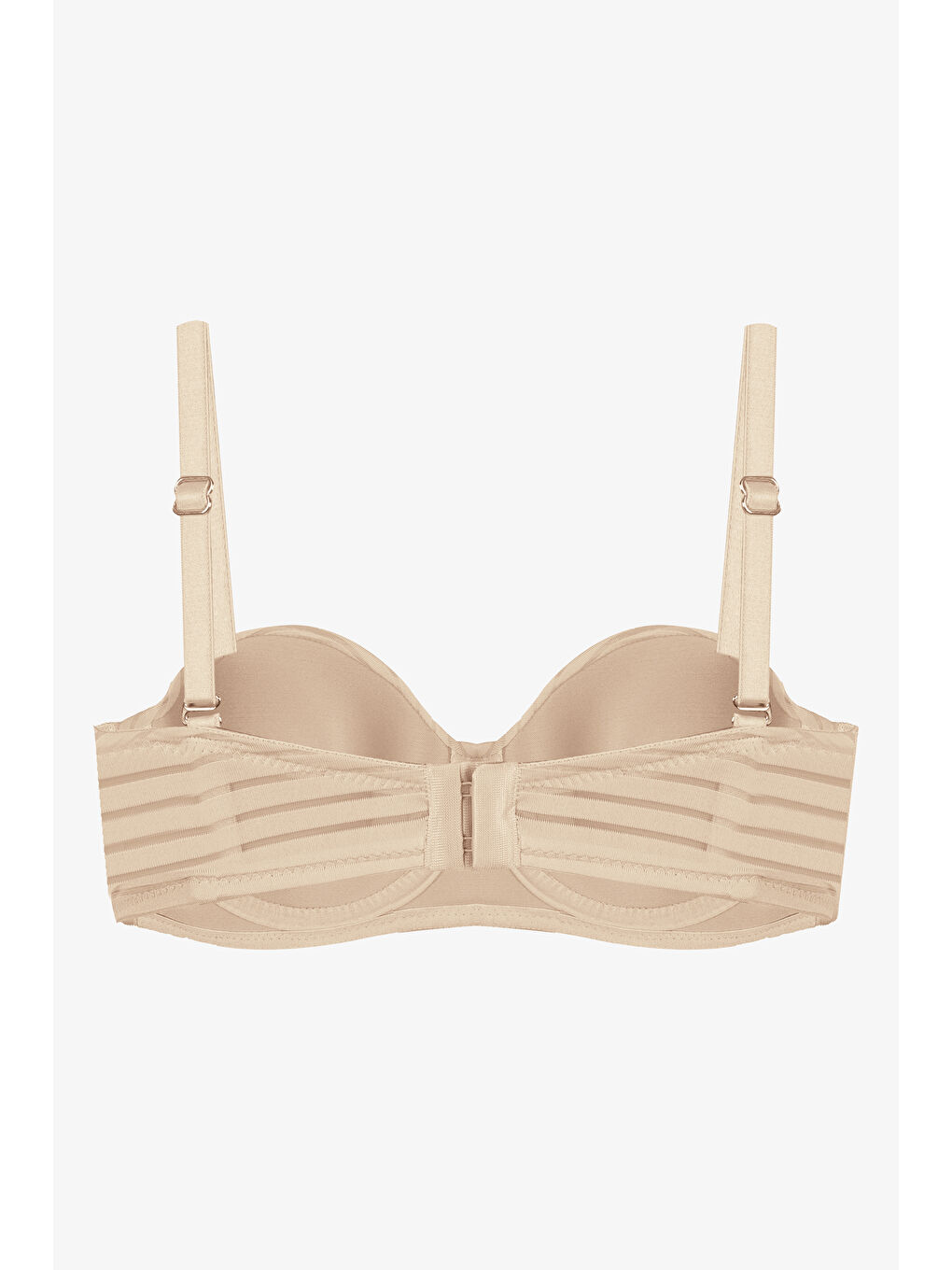 Ekru Kadın Dolgusuz Transparan Çizgili Toparlayıcı Straplez Sütyen-1