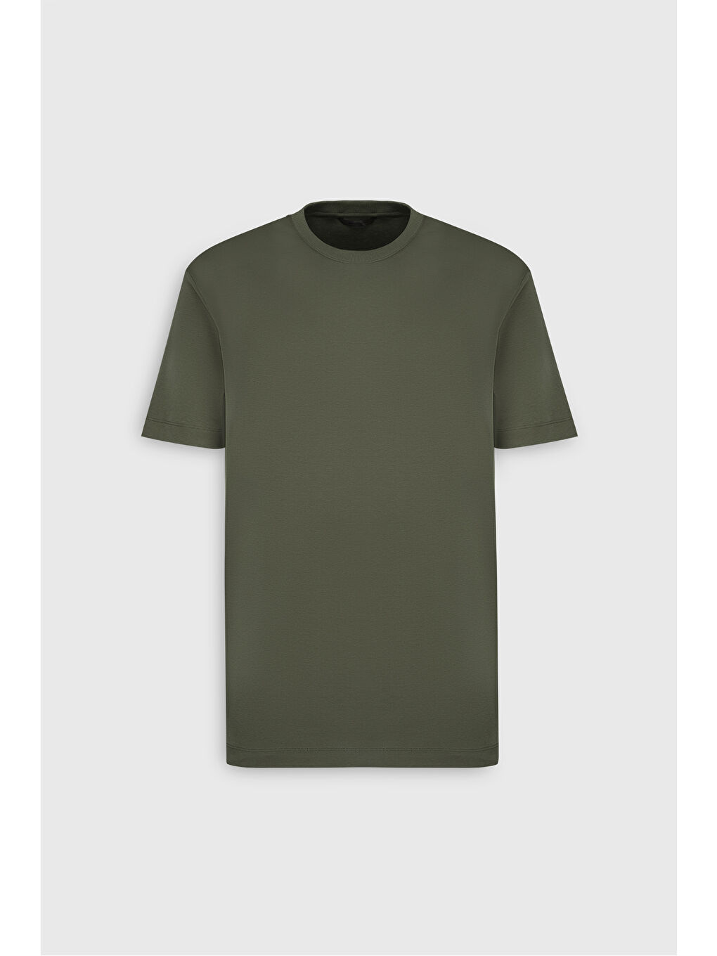 Erkek Haki %100 Pamuk Modern Fit Normal Kesim Bisiklet Yaka Tişört-6