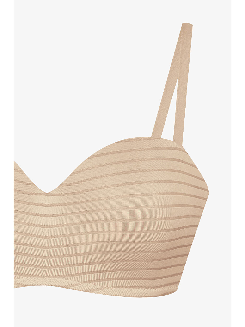 Ekru Kadın Dolgusuz Transparan Çizgili Toparlayıcı Straplez Sütyen-2