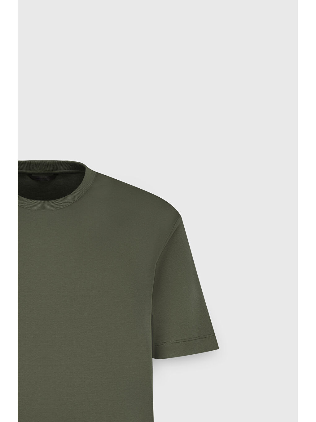 Erkek Haki %100 Pamuk Modern Fit Normal Kesim Bisiklet Yaka Tişört-7