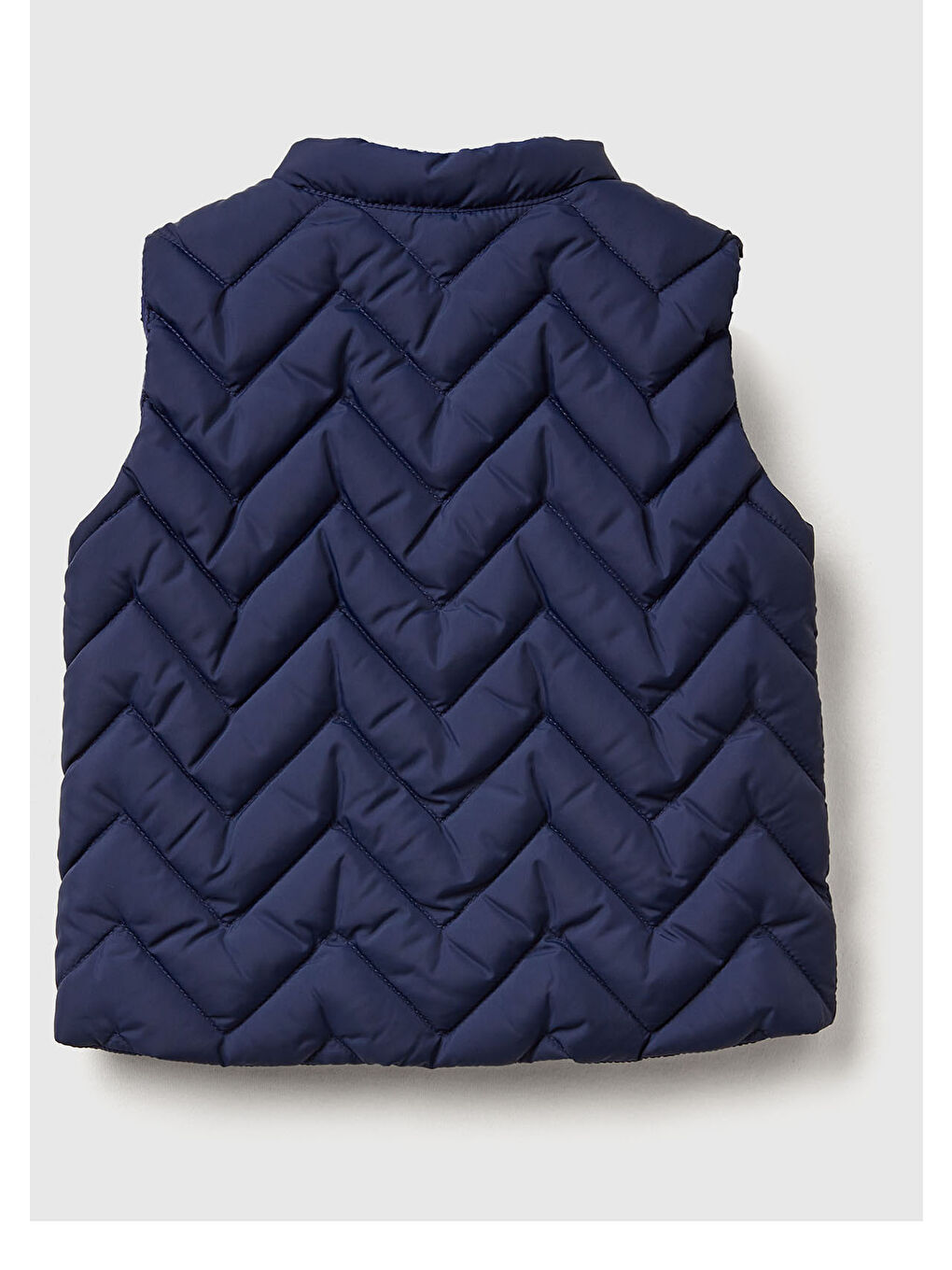 Bebek Lacivert Zikzak Dikişli Mandarin Yaka Yelek-1