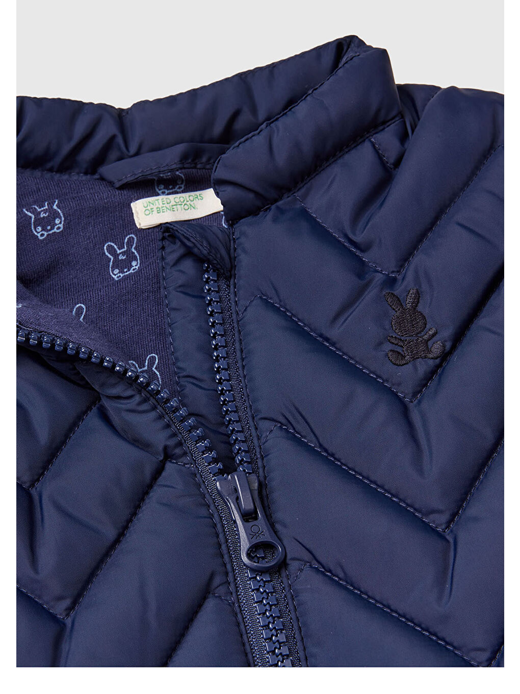 Bebek Lacivert Zikzak Dikişli Mandarin Yaka Yelek-2