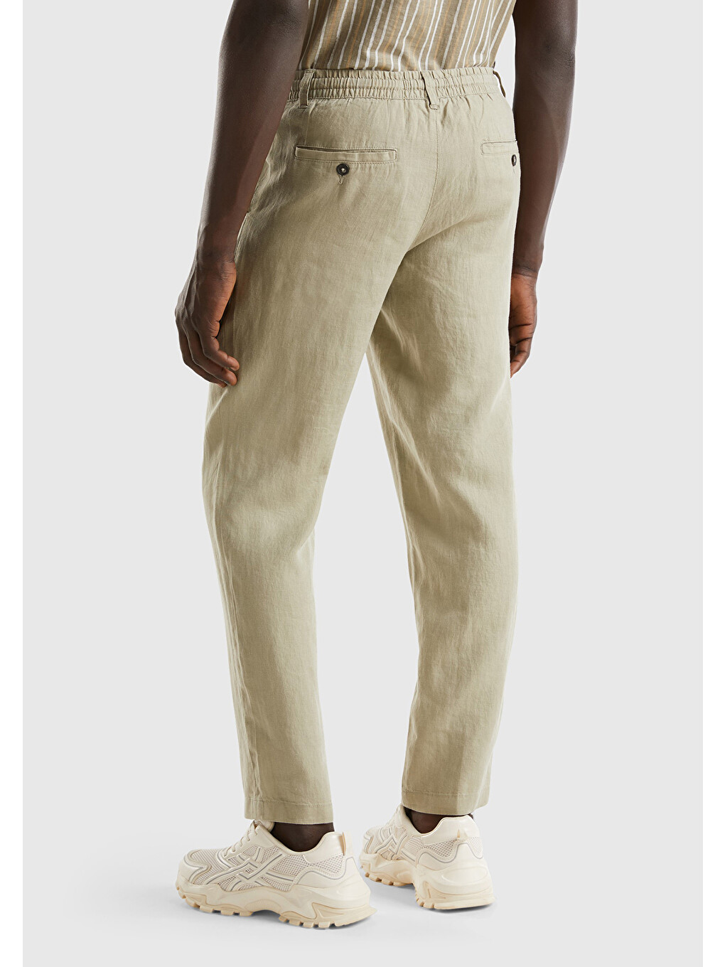 Haki %100 Keten Beli İpli Erkek Pantolon-2