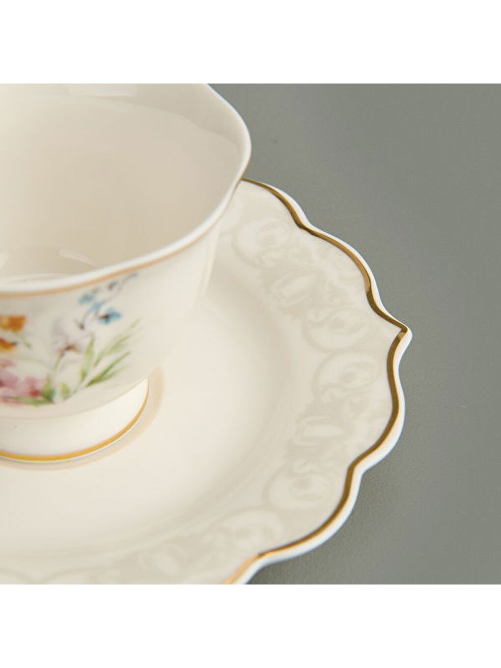 Valeria Çiçekli 6'lı Kahve Fincanı - Beyaz / Sarı-3