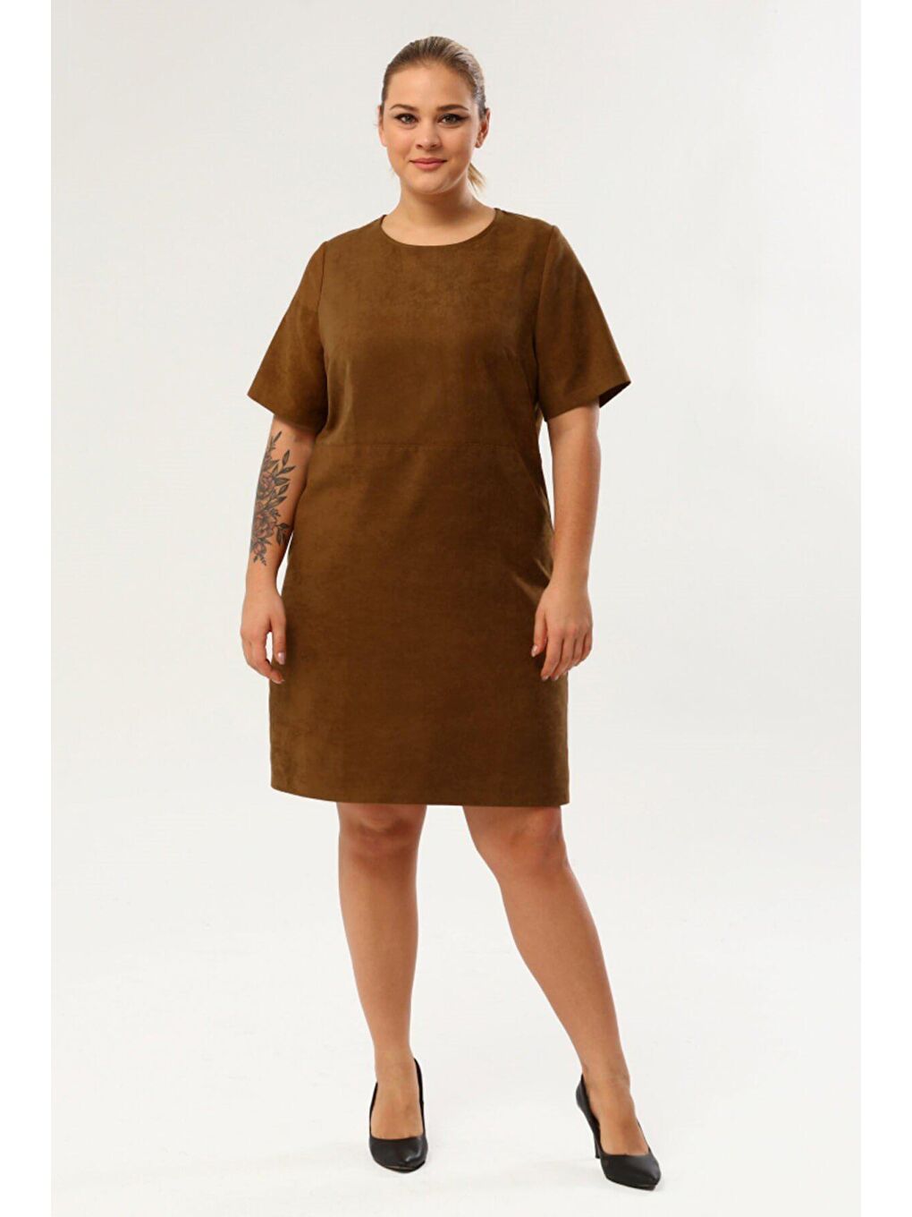 Mylinemoda Kahverengi Suni Süet Elbise