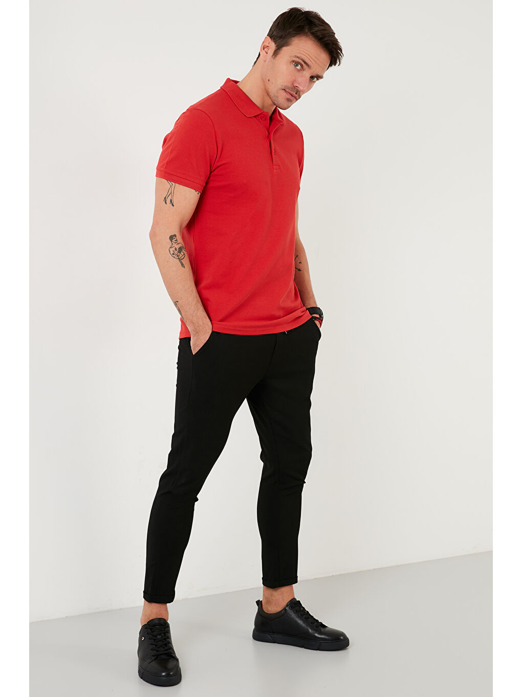 Siyah Pamuklu Regular Fit Düğmeli Polo Yaka 4'lü Paket Tişört 5902127S4-5