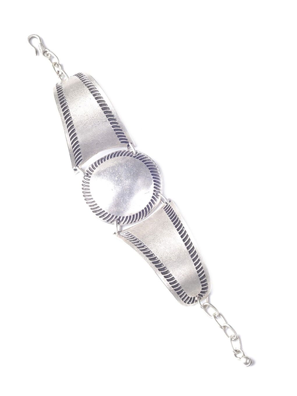 Gri Kadın Antik Gümüş Kaplama Zincirli Bohem Bileklik