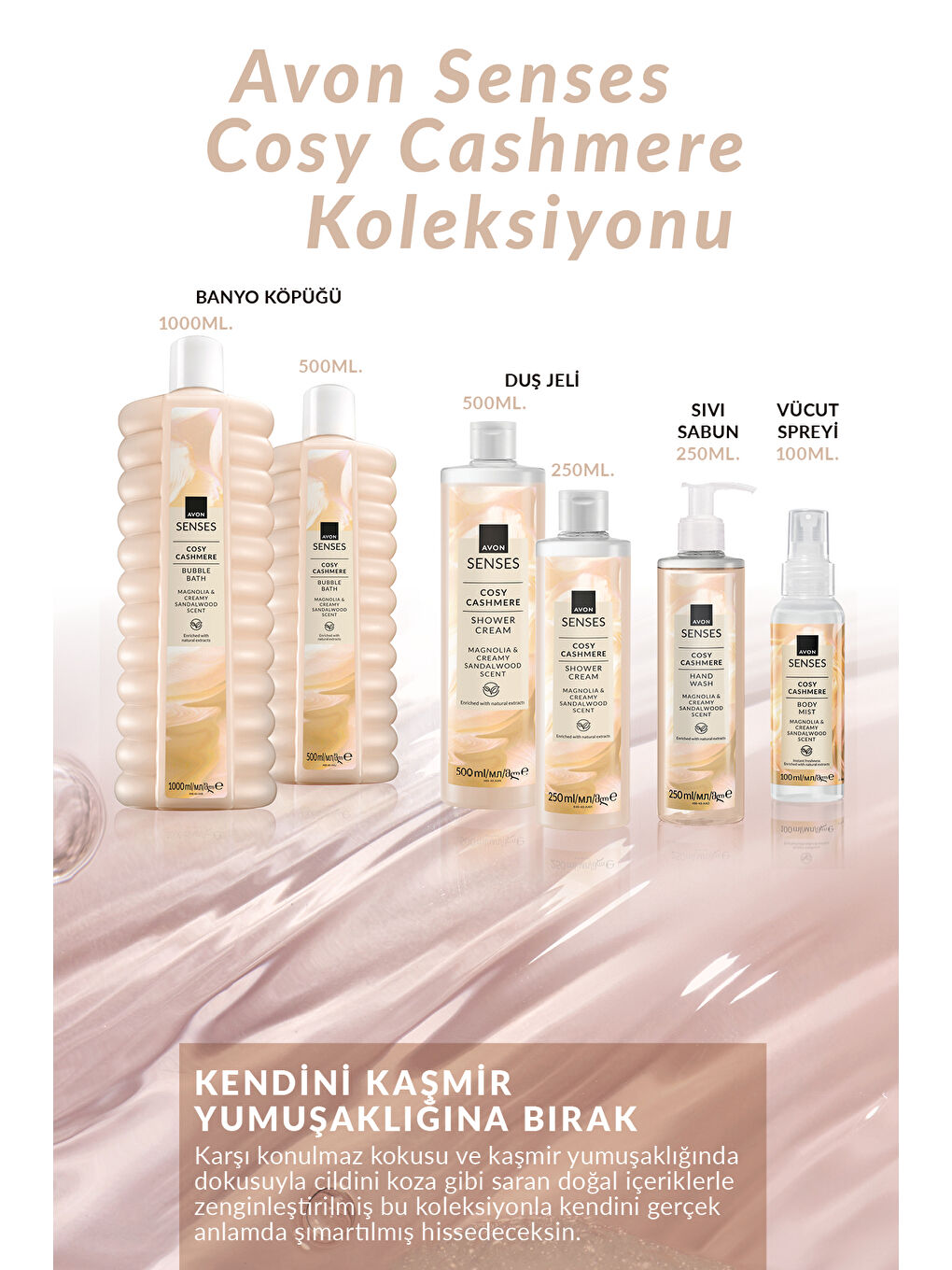 AVON Renksiz Cosy Cashmere Manolya Sandal Kokulu Banyo Köpüğü 1Lt. - 2