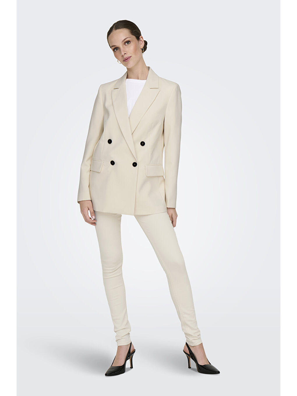 Ekru Onlblush Streç Pamuklu Skinny Fit Yüksek Bel Dar Paça Jeans 15337789