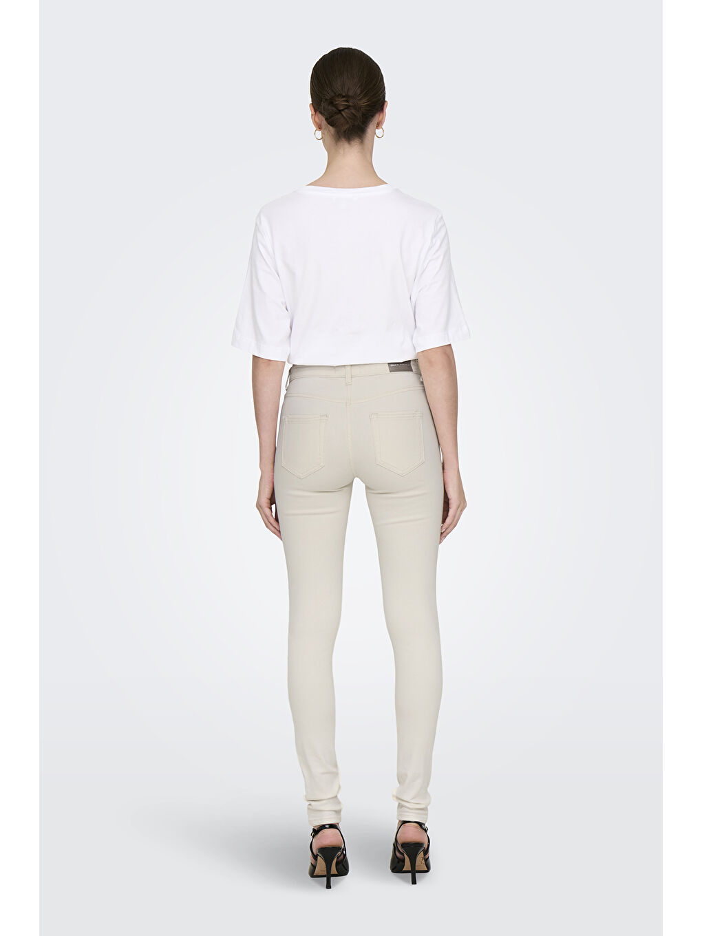 Ekru Onlblush Streç Pamuklu Skinny Fit Yüksek Bel Dar Paça Jeans 15337789-2