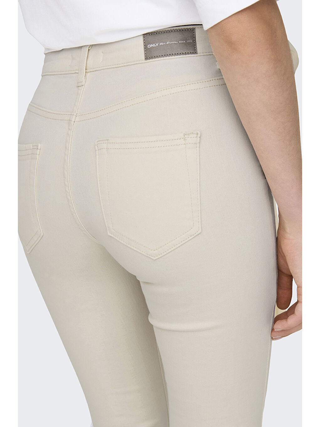 Ekru Onlblush Streç Pamuklu Skinny Fit Yüksek Bel Dar Paça Jeans 15337789-4