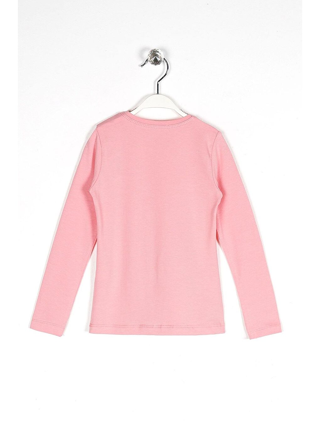 Pembe Bisiklet Yaka Uzun Kol Somon Renk Kız Çocuk Tshirt-1