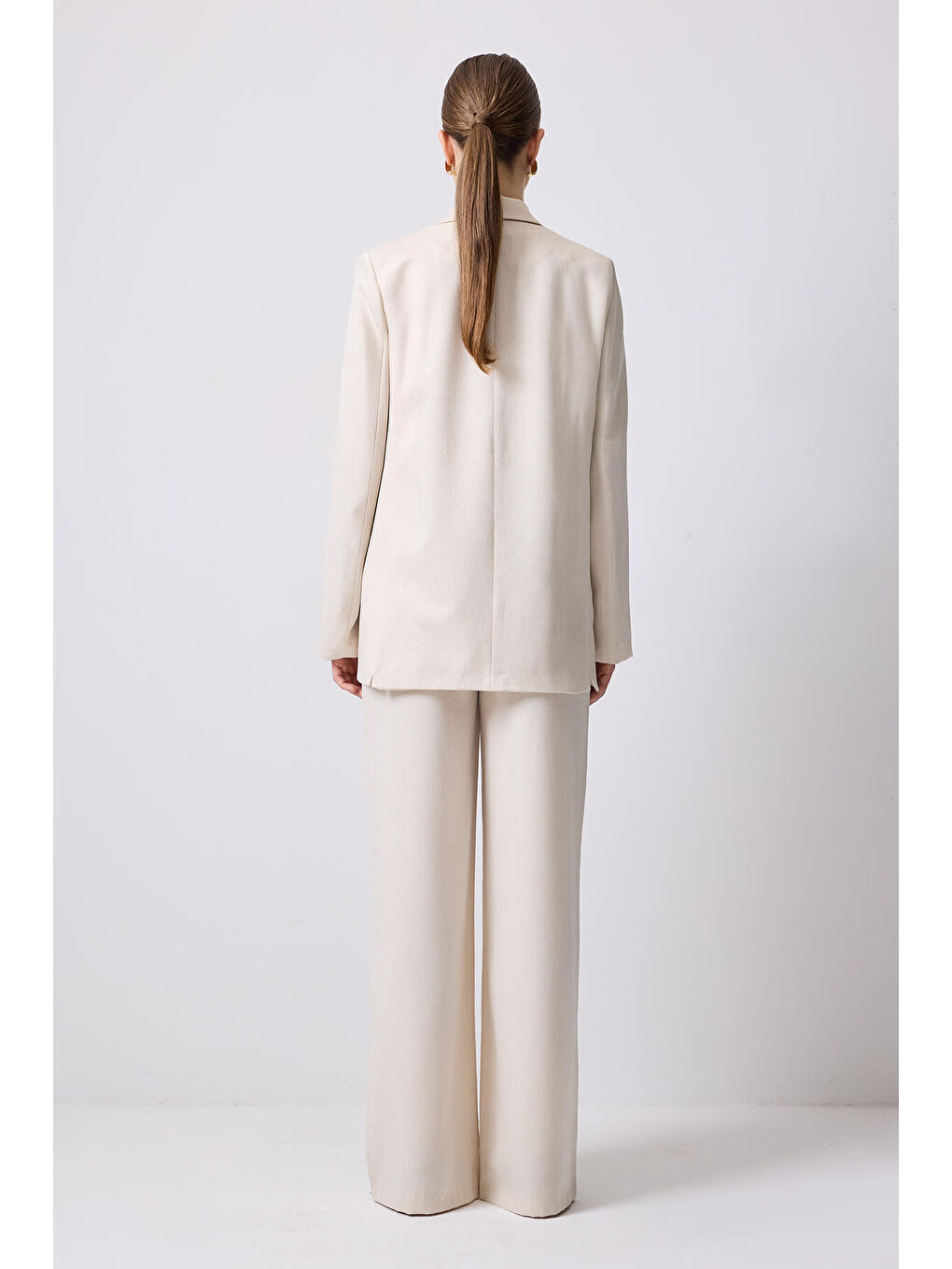 Bej Blazer Ceket Pantolon Takım-3