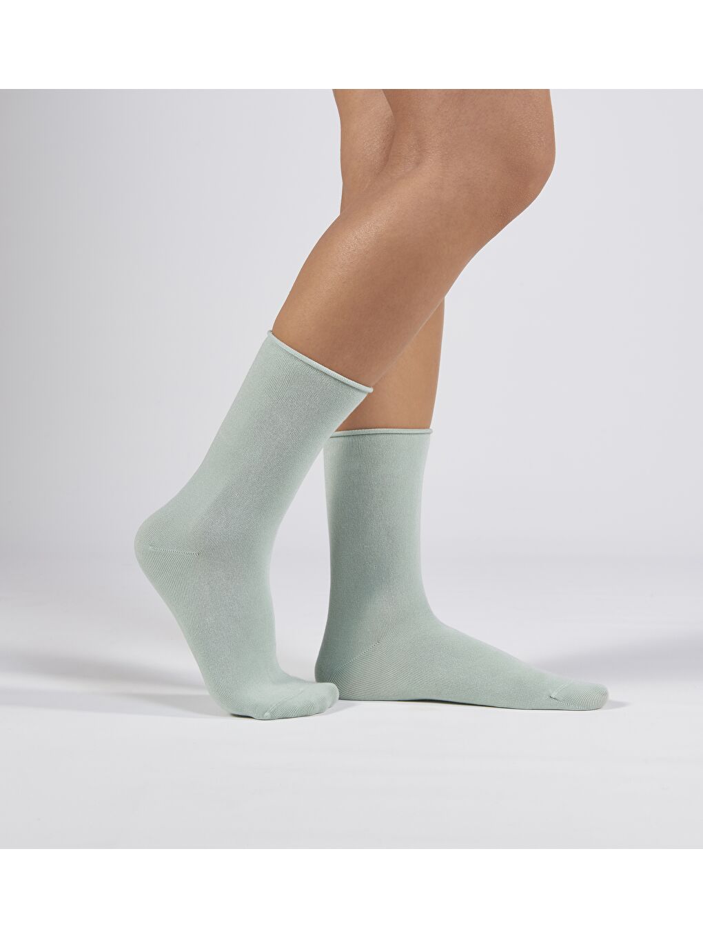 Turkuaz Su Yeşili Modal Lastiksiz Dikişsiz Kadın Soket Çorap 36-41-1
