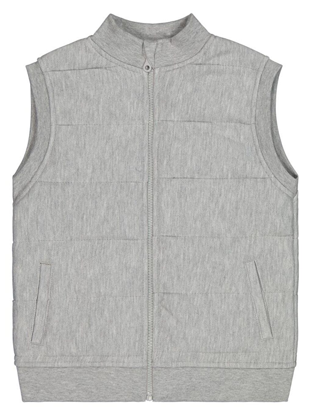 Gri Erkek Çocuk Kapitone Pike 10-13 Yaş Yelek-2