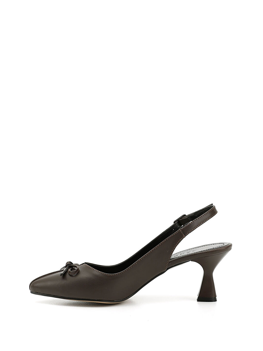 Kahverengi Kadın ÇİKOLATA KAHVE Sivri Burun Kadeh Ökçe Fiyonklu Arkası Açık Ayakkabı-2