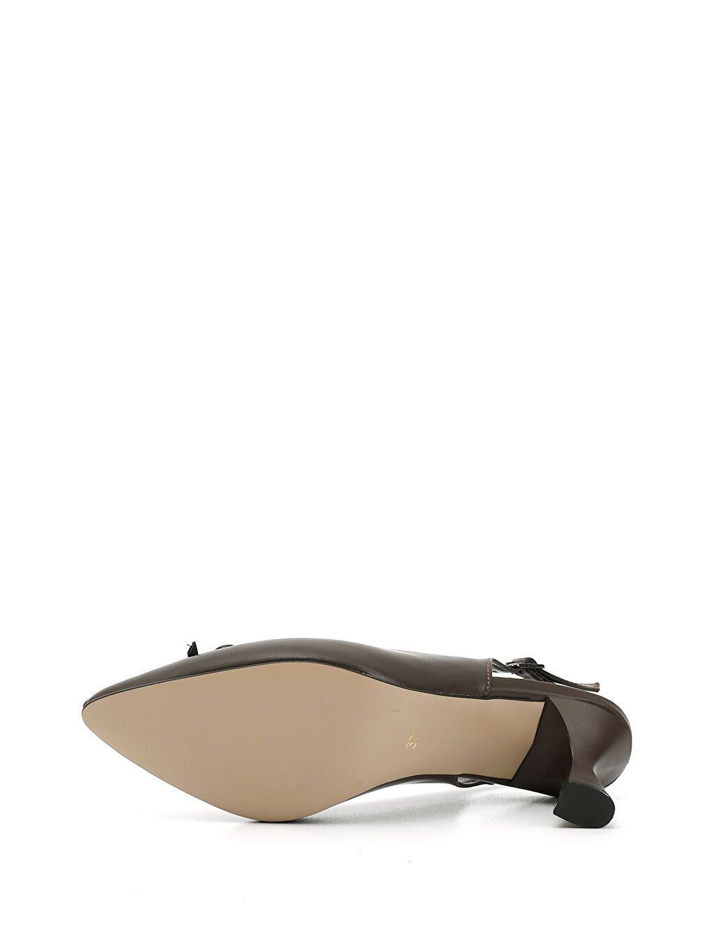 Kahverengi Kadın ÇİKOLATA KAHVE Sivri Burun Kadeh Ökçe Fiyonklu Arkası Açık Ayakkabı-3