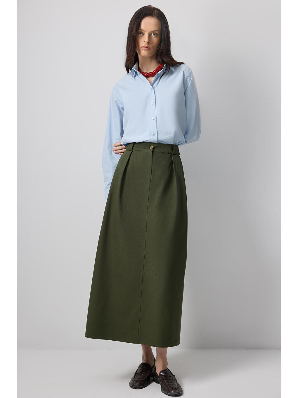 Haki Pileli A Kesim Etek-1