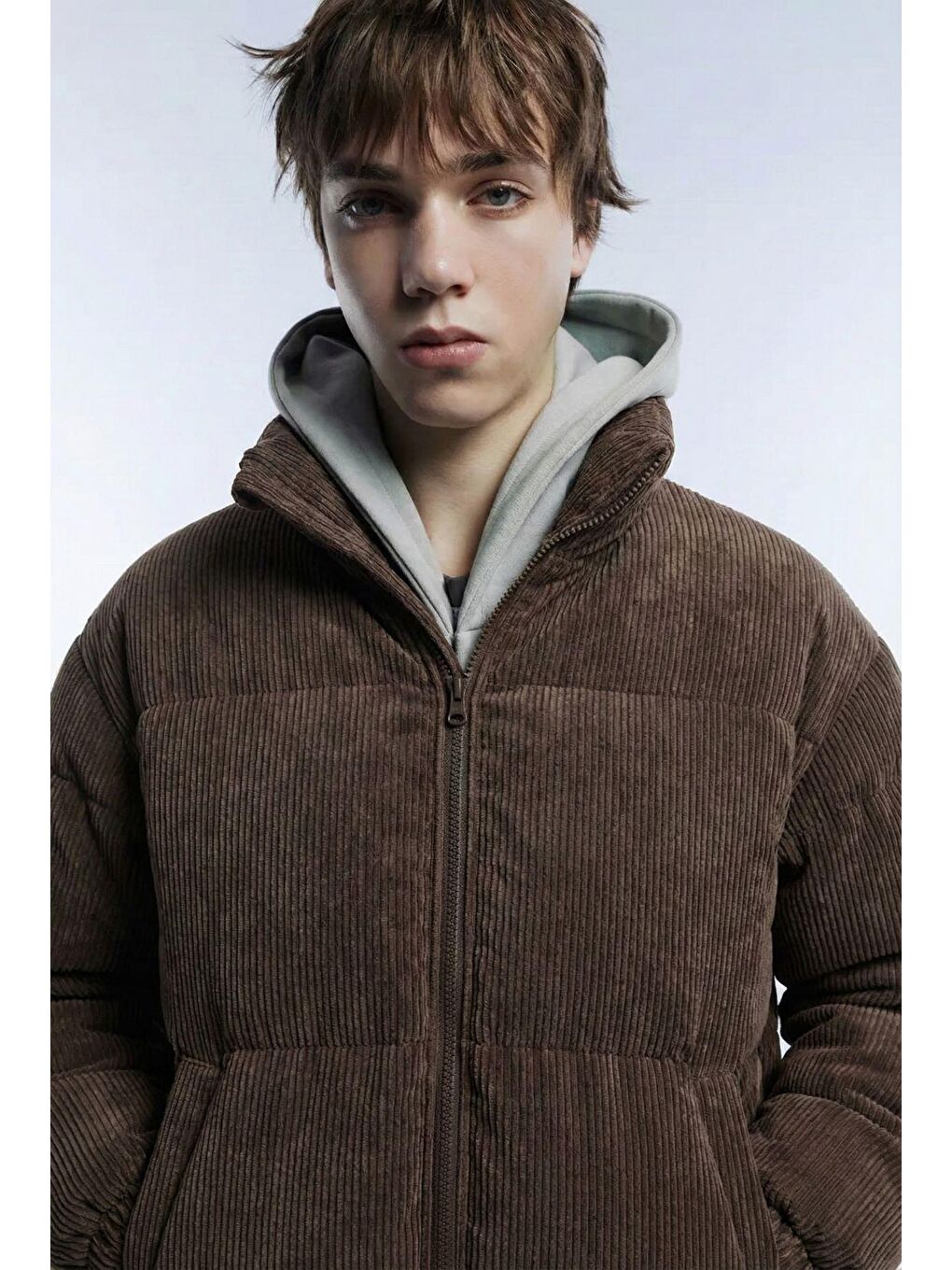 Kahverengi Erkek Dolgulu Fitilli Kadife Mont Kahve-1