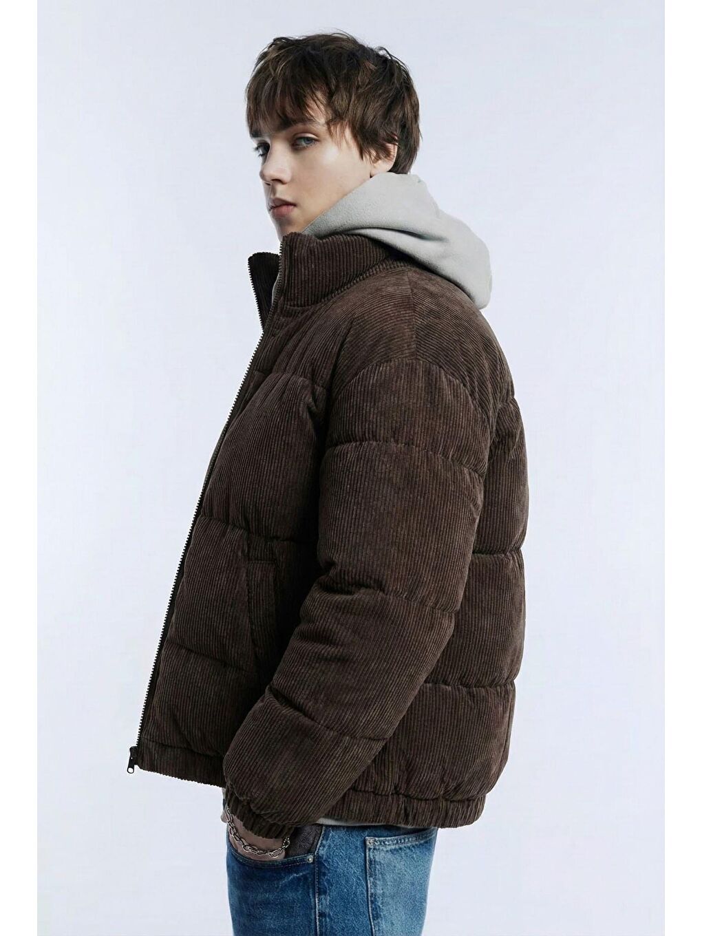 Kahverengi Erkek Dolgulu Fitilli Kadife Mont Kahve-2