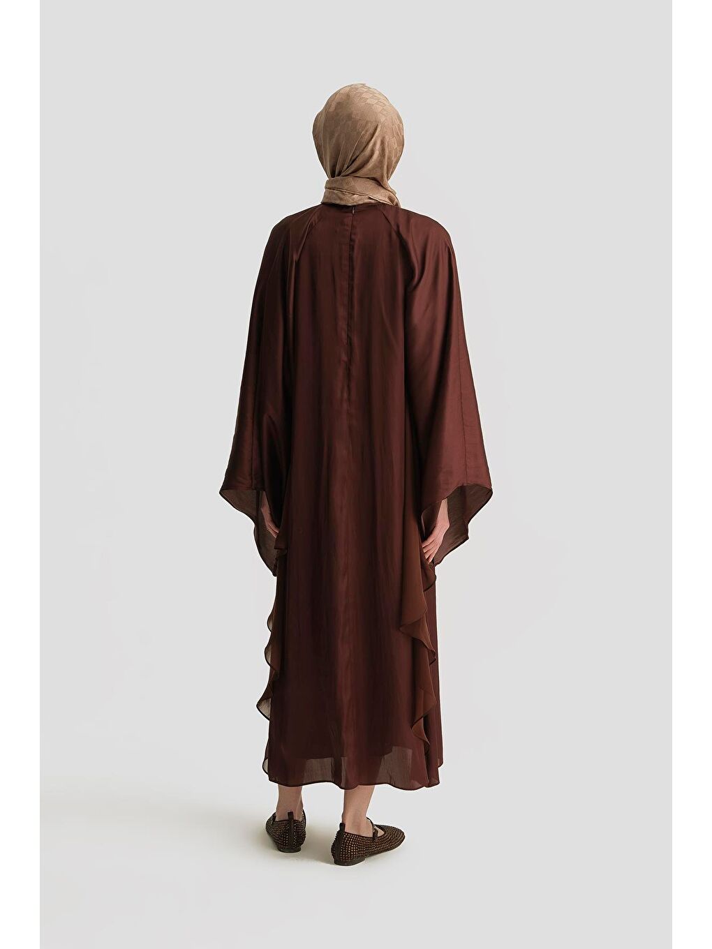 Kahverengi Omuz Tokalı Elbise 25Y9021 Açık Kahve-4