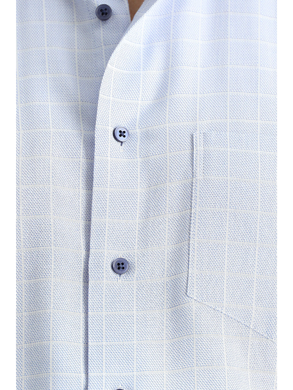 Mavi Uzun Kol Regular Fit Non Iron Ekose Pamuklu Büyük Beden Gömlek-5