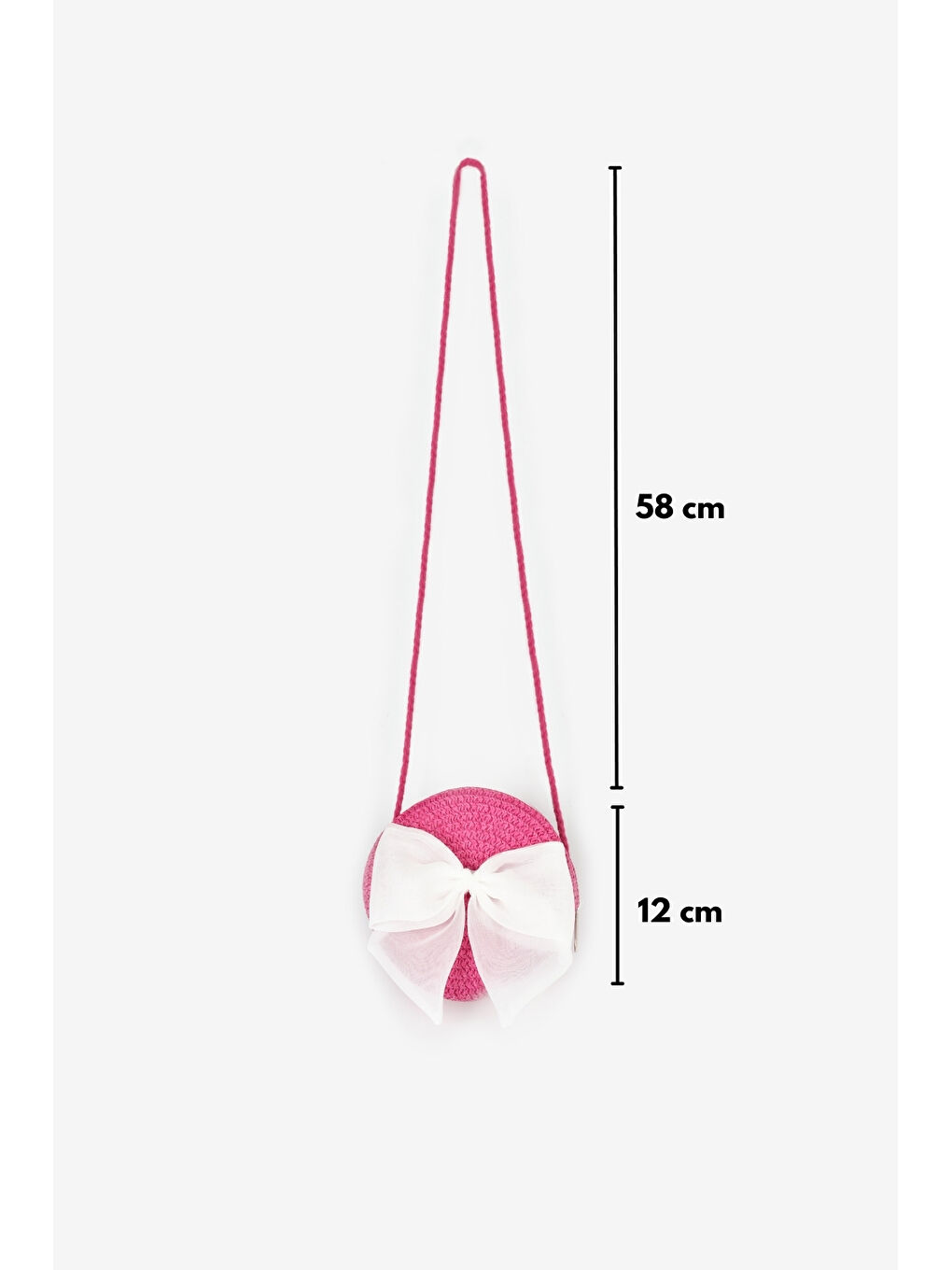 Fuşya Beyaz Fiyonklu Kız Çocuk Hasır Çanta-2