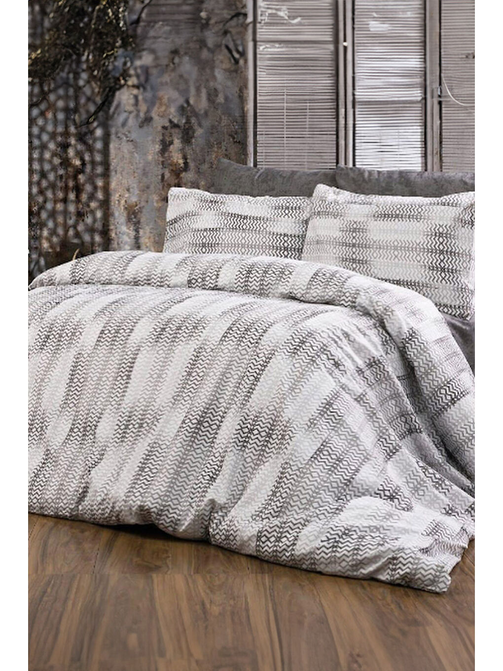 Gri Çift Kişilik Nevresim Seti - 24404-1