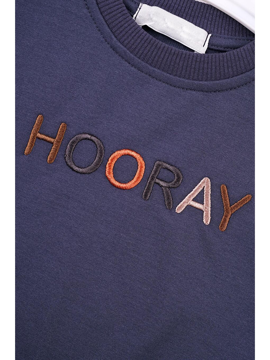 Bisiklet Yaka Uzun Kol Hooray Baskılı Antrasit Renk Erkek Çocuk İkili Takım-2