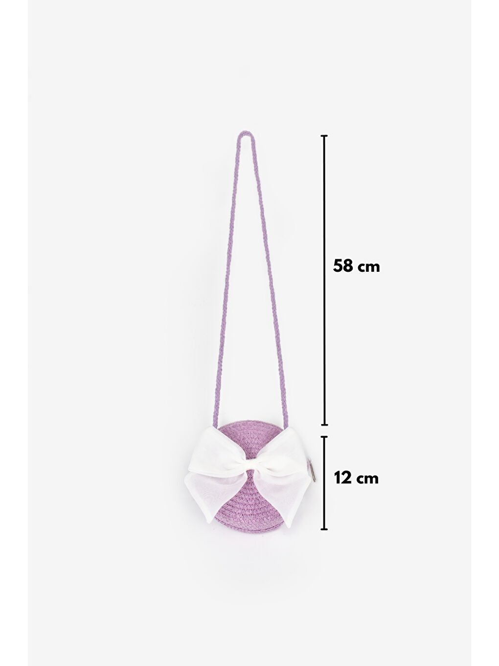 Lila Beyaz Fiyonklu Kız Çocuk Hasır Çanta-2