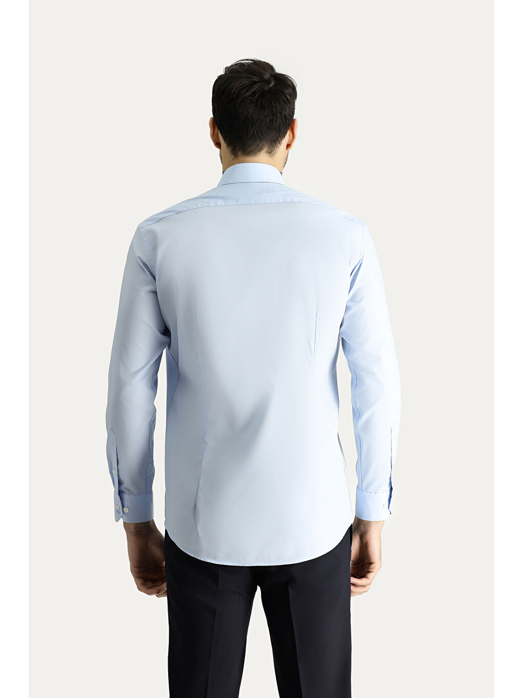 Mavi Uzun Kol Slim Fit Dar Kesim Non Iron Ütü Gerektirmeyen Pamuklu Büyük Beden Gömlek-3